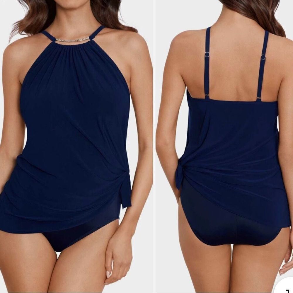 Magicsuit Parker One Piece Swim Dress Navy Blue 10